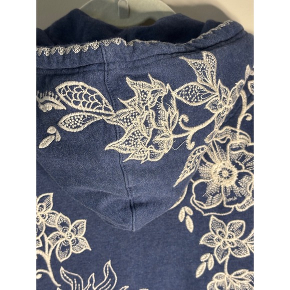 Johnny Was Hoodie & Jogger set Womens Blue Sun Floral Embroidery Full Zip XS - Picture 5 of 16